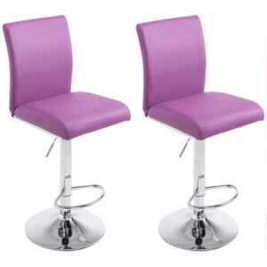 2 ks / set barová židle Köln syntetická kůže, chrom, fialová