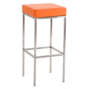 Barová židle Newark 80 cm syntetická kůže, nerez, oranžová