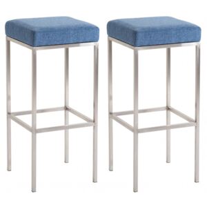 2 ks / set barová židle Newark 85 cm, látkový potah, nerez, modrá
