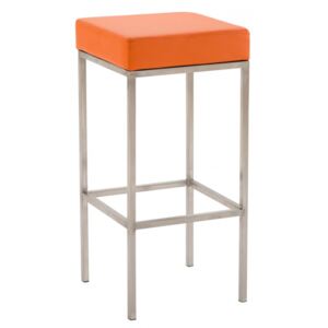 Barová židle Newark 85 cm, syntetická kůže, nerez, oranžová