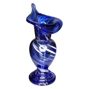 Váza hutní modrá žíhaná 15,5 cm