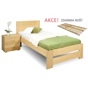 Dřevná postel s roštem Jirka, , masiv buk , 90x200