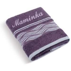 BELLATEX Froté ručník Vlnka se jménem MAMINKA burgundy 50x100 cm
