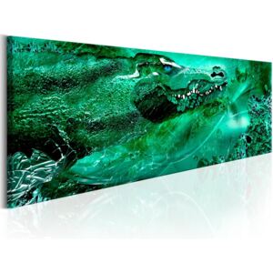 Obraz na plátně Bimago - Emerald Crocodile 150x50 cm