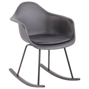 Pohodlné houpací plastové křeslo v černé barvě s čalouněným sedákem DO099