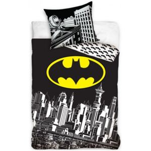 Carbotex • Bavlněné ložní povlečení Batman - motiv Shield of Gotham - 100% bavlna - 70 x 80 cm + 140 x 200 cm