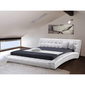 Bílá vodní kožená postel 180x200 cm LILLE
