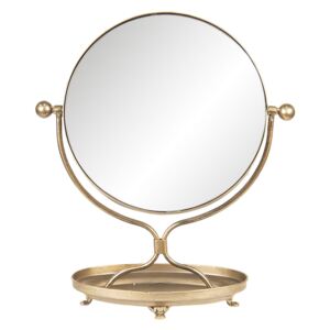 Stolní vintage zrcadlo v bronzovém rámu s podstavcem - 36*15*43 cm