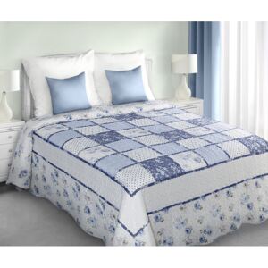 Přehoz na postel LOUIS 220x240 cm bílá/modrá patchwork Mybesthome