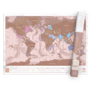 Luckies Stírací růžovo-zlatá mapa světa Scratch Map™ Rose Gold Edition