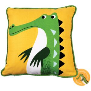 Rex London Dětský žlutý polštář s krokodýlem Harry the Crocodile