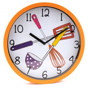 Unihouse Oranžové nástěnné hodiny do kuchyně 3676878