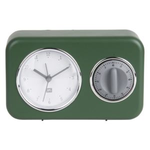 Kuchyňské hodiny s minutkou Nostalgia 17 cm Present Time (Barva- zelená, šedá)