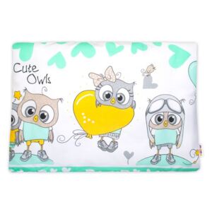 Baby Nellys Povlak na polštářek Cute Owls, 40x60 cm - zelený