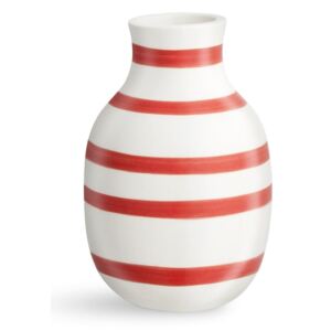 Bílo-červená pruhovaná keramická váza Kähler Design Omaggio, výška 12,5 cm