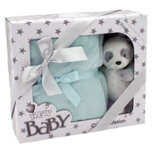Tulilo Dětská sada deka + plyšová hračka Medvídek Panda - tyrkysová