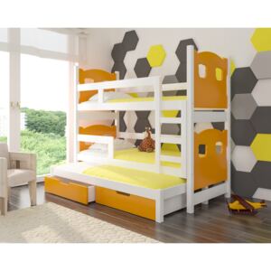 ADRK Dětská patrová postel LETICIA Provedení: Oranžová/bílá