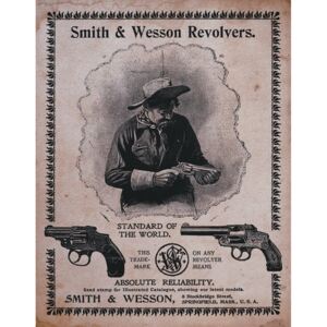 Plechová cedule: Smith & Wesson Revolvers - 40x30 cm