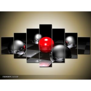 Obraz pěti koulí na šachovnici - červená (F004089F210100)
