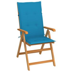 Zahradní židle s modrými poduškami masivní teak