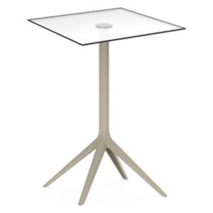 VONDOM - Barový stůl MARI-SOL širší podnož a skleněná deska, 69x69 cm
