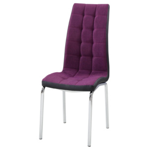 Jídelní židle čalouněná fialová látka v kombinaci ekokůže černá nohy chrom TK3171