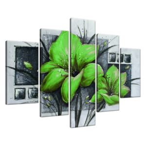 Ručně malovaný obraz Nádherné zelené Vlčí máky 150x105cm RM2457A_5H