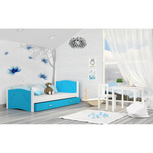 Dětská postel DIANA + matrace + rošt ZDARMA, + zábrana, 174x80, modrý