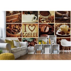 Fototapeta - Love Coffee Squares III. Papírová tapeta - 368x280 cm