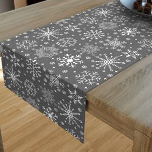 Goldea vánoční bavlněný běhoun na stůl - vzor sněhové vločky na šedém 20x120 cm