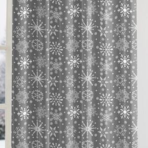 Goldea vánoční bavlněný závěs - vzor vločky na šedém 240x140 cm