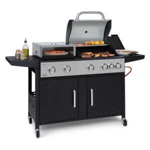 Klarstein Kingsville XL, kombinovaný gril, plyn, uhlí, pec na pizzu, 20,5 kW, 5 + 1 hořáky