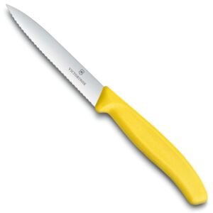 Zoubkovaný nůž na zeleninu Victorinox Swiss Classic 10 cm, žlutý