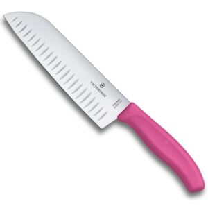 Japonský nůž Santoku s výbrusy Victorinox Swiss Classic 17 cm, růžový