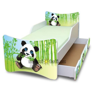 Dětská postel se zábranou a šuplík/y Panda