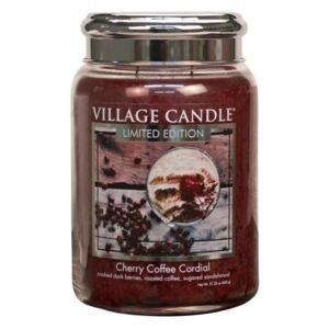 Village Candle Vonná svíčka ve skle, Třešňovo kávový Likér - Cherry Coffee Cordial, 26oz