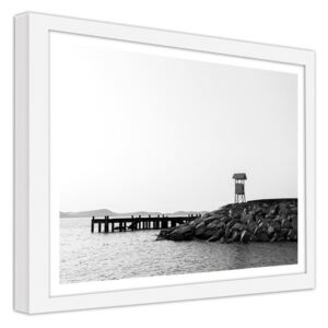 CARO Obraz v rámu - A Tower On The Shore 40x30 cm Bílá