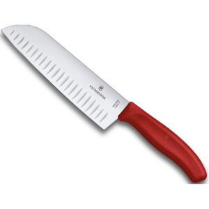 Japonský nůž Santoku s výbrusy Victorinox Swiss Classic 17 cm, červený