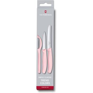 Sada nožů na zeleninu se škrabkou Victorinox Swiss Classic 3 ks, pastelová růžová