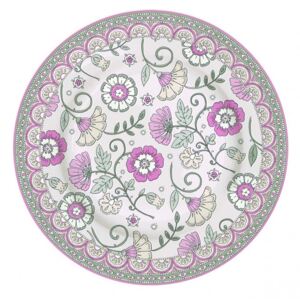 Easy Life Porcelánový dezertní talíř Kalamkari růžový 19 cm