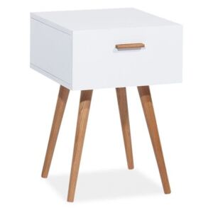 Příruční stolek, bílá / dub, MILAN S3 40X40