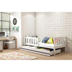 Dětská postel KUBUS + ÚP + matrace + rošt ZDARMA, 80x160, bílý, grafitová