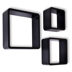 TZB Nástěnné poličky Cube černé - sada 3 kusů
