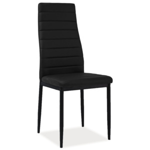Jídelní čalouněná židle v černé barvě s černou kovovou podnoží KN170