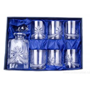ONTE CRYSTALWhisky set se skleničkami 330ml, Mašle, Dárkové balení , Láhev + 6 skleniček