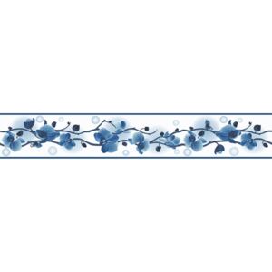 Bordura na zeď samolepicí - Květy jabloně modré
