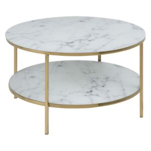 SCANDI Bílo-zlatý skleněný konferenční stolek Venice II 80 cm
