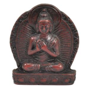 Buddha Vairóčana, mini, "stone", hnědo červený, pryskyřice, 4cm