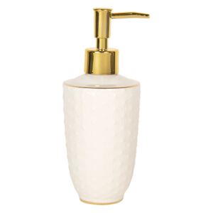 Bílý porcelánový dávkovač mýdla se zlatou pumpičkou - Ø 7*19 cm