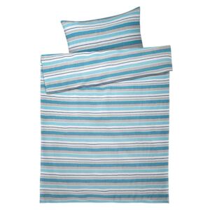 MERADISO® Saténové ložní prádlo, 140 x 200 cm (pruhy/tyrkysová)